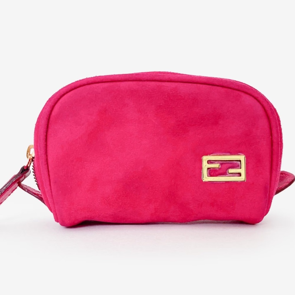 FENDI Pink Magenta Makeup Pouch Small Cosmetic Bag